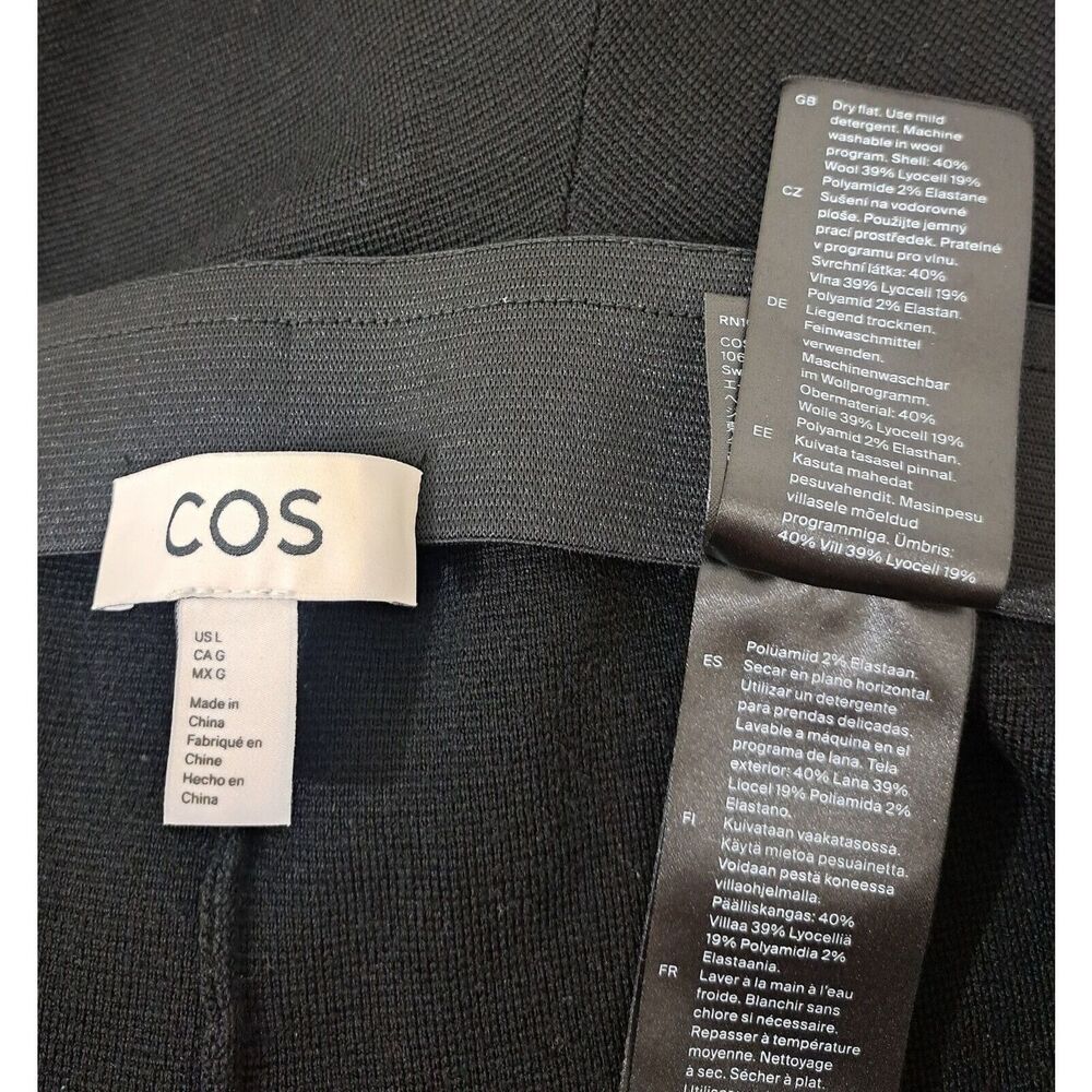 Cos Women Large wide leg hi rise pants stretch black lyocell strong full length - Picture 7 of 9